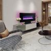 36 Inch Curved Front Electric Fireplace,Freestanding or Wall Mounted Electric Fireplace with Adjustable Flame Color & Remote Control