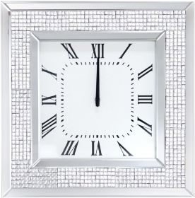 ACME Iama Wall Clock in Mirrored & Faux Rhinestones 97396