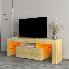 TV Stand with LED RGB Lights; Flat Screen TV Cabinet; Gaming Consoles - in Lounge Room; Living Room and Bedroom; oak