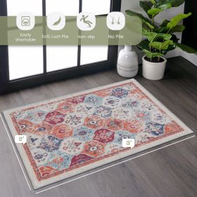 Naar 2x3 Cream Area Rug, Washable Area Rugs, Low-Pile, Non-Slip, Non-Shedding, Foldable, Kid&Pet Friendly, Area Rugs for living room, bedroom, kitchen