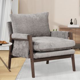 Kelly Mid-Century Modern Velvet Accent Armchair, Gray