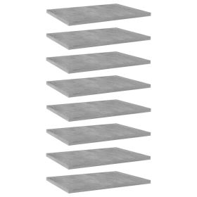 Bookshelf Boards 8 pcs Concrete Gray 15.7"x11.8"x0.6" Engineered Wood