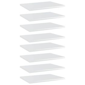 Bookshelf Boards 8 pcs High Gloss White 15.7"x11.8"x0.6" Engineered Wood