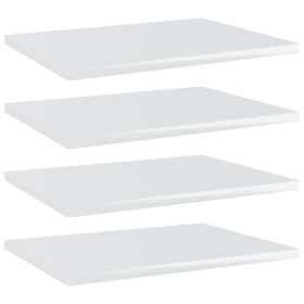 Bookshelf Boards 4 pcs High Gloss White 15.7"x11.8"x0.6" Engineered Wood