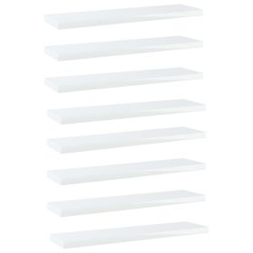 Bookshelf Boards 8 pcs High Gloss White 15.7"x3.9"x0.6" Engineered Wood