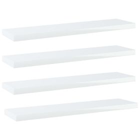 Bookshelf Boards 4 pcs High Gloss White 15.7"x3.9"x0.6" Engineered Wood