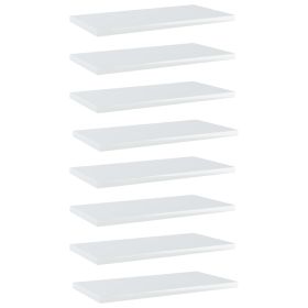 Bookshelf Boards 8 pcs High Gloss White 15.7"x7.9"x0.6" Engineered Wood