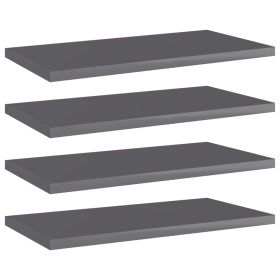 Bookshelf Boards 4 pcs High Gloss Gray 15.7"x7.9"x0.6" Engineered Wood