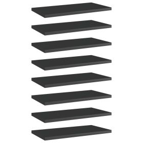 Bookshelf Boards 8 pcs High Gloss Black 15.7"x7.9"x0.6" Engineered Wood