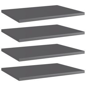 Bookshelf Boards 4 pcs High Gloss Gray 15.7"x11.8"x0.6" Engineered Wood