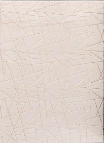 "Lily" Luxury Machine Washable Beige Geometric Abstract Gold-Gilded Chinchilla Faux Fur Area Rug