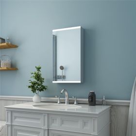 15'' x 26" LED Lighted Bathroom Mirror Cabinet with 3-Layer Storage Shelves; Non-contact Motion Sensor; Surface Mounting Only (Door Left Open)