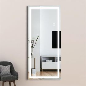 22" x 48" Led Lighted Full Length Mirror; Body Mirrors with Silver(frameless); Touch Switch and Stepless Dimmable