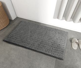 Chenille Bath Rugs Mat for Bathroom Slip-Resistant Shag Extra Soft and Absorbent Bath Rug for Shower Room Machine-Washable Fast Dry ( Dark Gray; 60" x