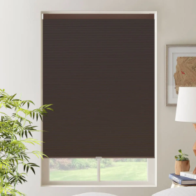 WELLSOURCE Cordless Cellular Shades without Drilling Honeycomb Blinds Blackout for Windows Bed Room, Office Easy to Install Custom Size (Color: Brown, size: CUSTOM SIZE)