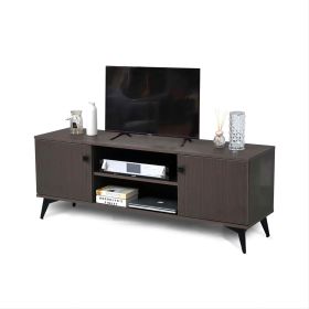 Mid-Century Modern TV Stand for up to 58 inch TV Television Stands with Cabinet Wood Storage TV Console Table;  Retro Media Entertainment Center for L (Color: Rustic Brown)