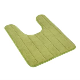 U Shaped Bathroom Rugs Contour Non-slip Toilet Mat Absorbent Cozy Velvet Floor Mat 23.62 x 19.69in (Color: Green)